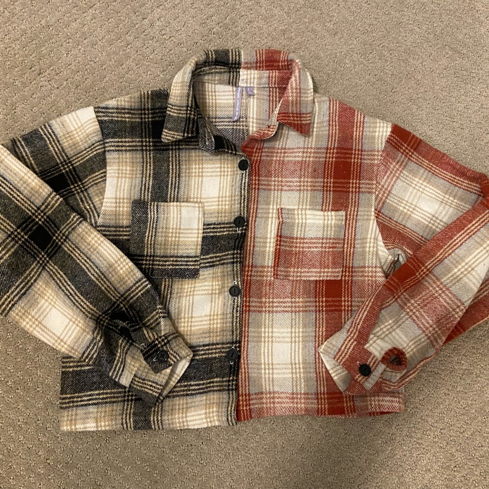 Girls cropped plaid shirt